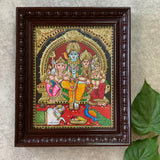 Shiv Parivar 3D Embossing Tanjore Painting - Traditional Wall Art - Crafts N Chisel - Indian Home Decor USA
