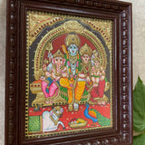 Shiv Parivar 3D Embossing Tanjore Painting - Traditional Wall Art - Crafts N Chisel - Indian Home Decor USA