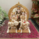 Shiv Parivar Marble Dust & Resin Idol - Hindu God Statue - Decorative Murti - Crafts N Chisel - Indian Home Decor USA