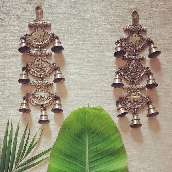 Shri Ganeshay Namah Brass Bell (Set of 2)-Crafts N Chisel-Indian Handicrafts Online USA