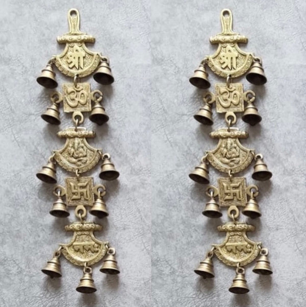 Shri Ganeshaya Namah Brass Bell (Set of 2) - Crafts N Chisel - Indian Home Decor USA