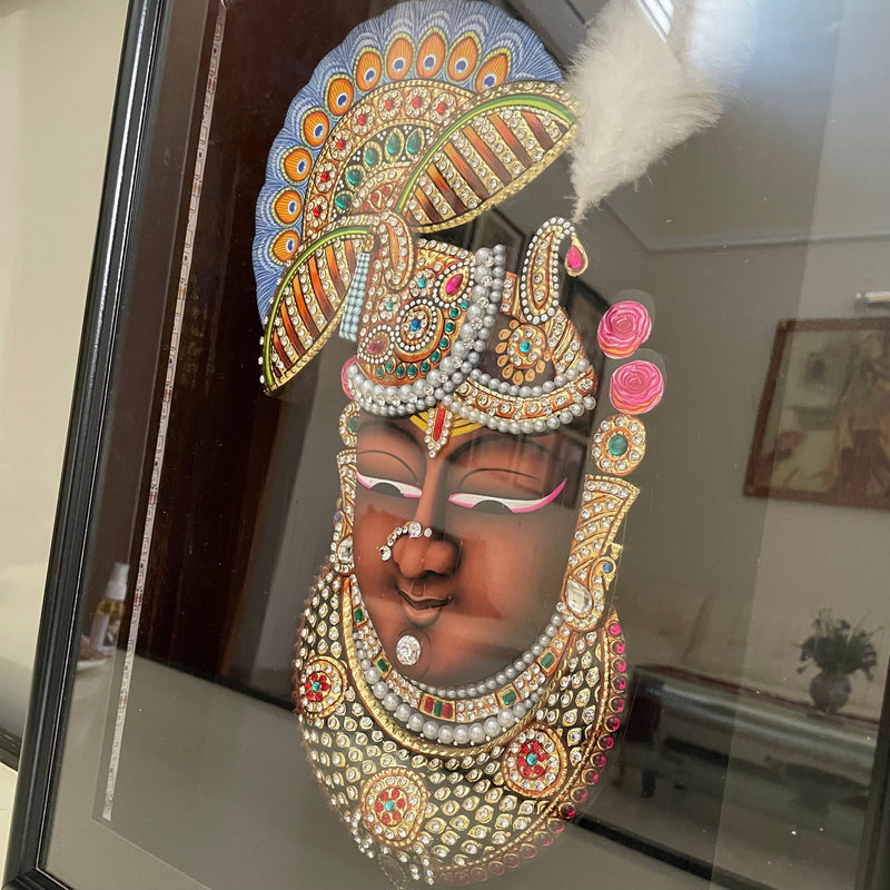 Shrinathji Nathdwara Art 3D Painting - Handpainted Wall Decor - Crafts N Chisel - Indian Home Decor USA