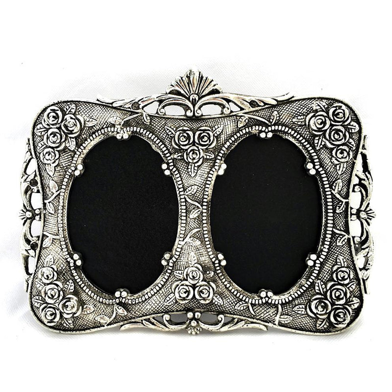 Silver Plated Antique Dual Photo Frame - Home Decor - Decorative Gift item - Crafts N Chisel - Indian home decor - Online USA