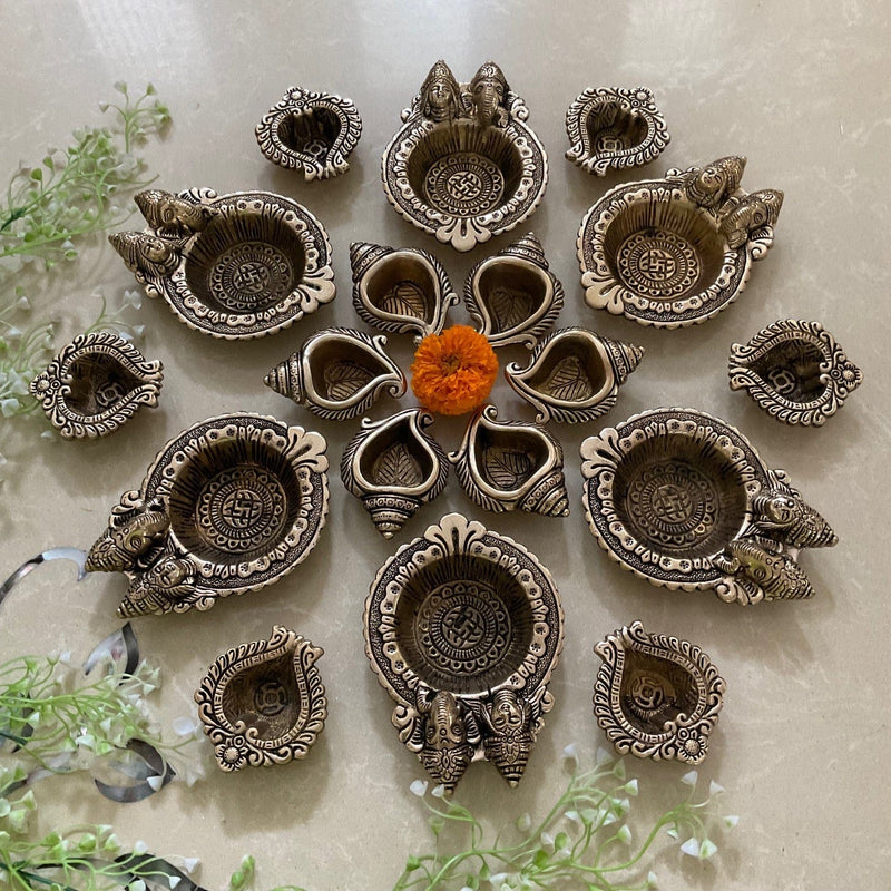 Small Diya (Set of 18) - Handmade Brass lamp - Decorative-Crafts N Chisel USA - Indian Home Decor USA