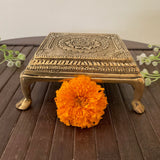 Square Brass Chowki For Idols And Pooja (Set of 2) - Crafts N Chisel - Indian Home Decor USA