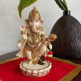 Dancing Ganesha Marble Dust & Resin Idol - Hindu God Statue - Decorative Murti - Crafts N Chisel - Indian Home Decor USA