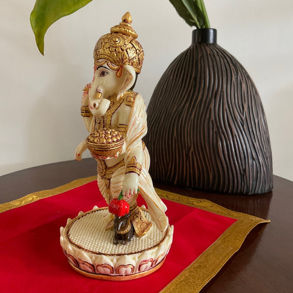 Dancing Ganesha Marble Dust & Resin Idol - Hindu God Statue - Decorative Murti - Crafts N Chisel - Indian Home Decor USA