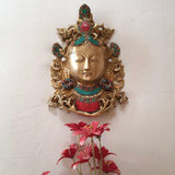 Tara Mask Brass Wall Decor-Crafts N Chisel-Indian Handicrafts Online USA