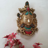 Tara Mask Brass Wall Decor-Crafts N Chisel-Indian Handicrafts Online USA