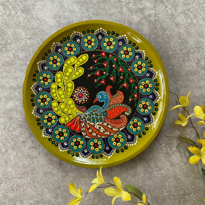 Tea Kettle, Mandala & Bird Colourful Handmade Dot Painting Wall Decor - Wall Plate Hanging - Set of 4 - Crafts N Chisel - Indian Home Decor USA