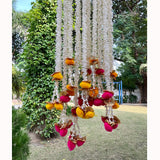 Veni With Yellow & Pink Hanging (Set of 10) - Festive Decoration Wall Hanging - Crafts N Chisel - Indian Home Decor USA