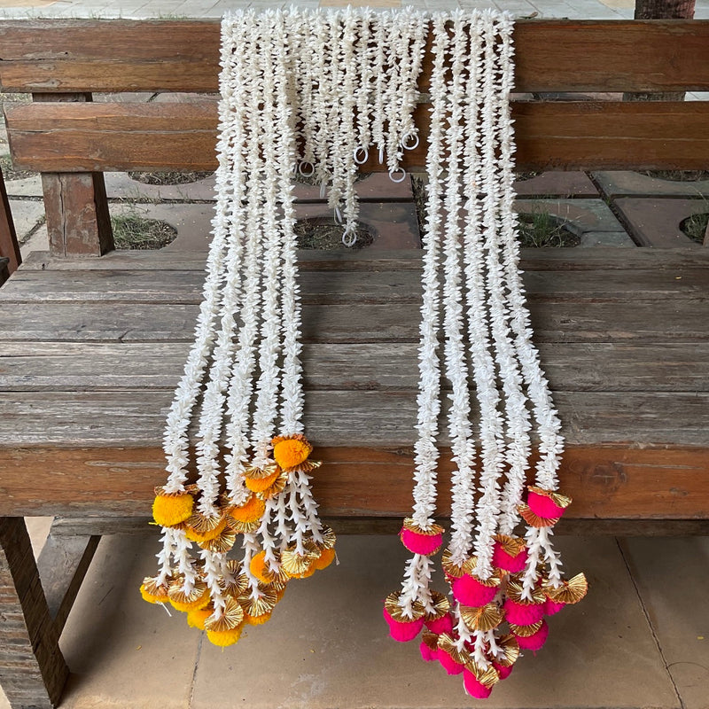 Veni With Yellow & Pink Hanging (Set of 10) - Festive Decoration Wall Hanging - Crafts N Chisel - Indian Home Decor USA