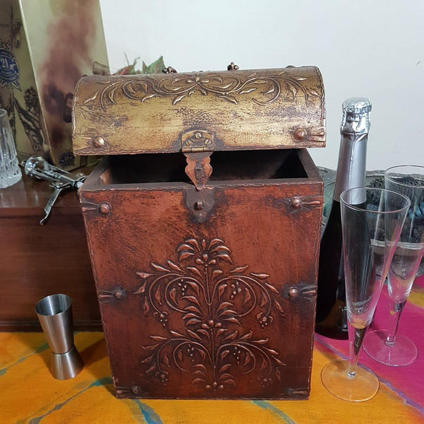 Vintage 2 Bottle Treasure Chest - Crafts N Chisel - Indian home decor - Online USA